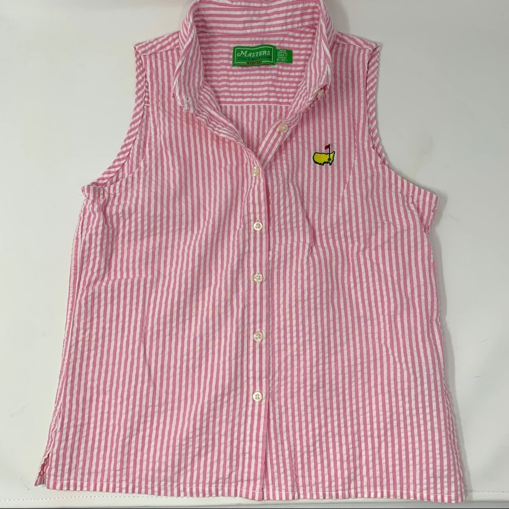 Masters Collection Smocked Striped Button Tank